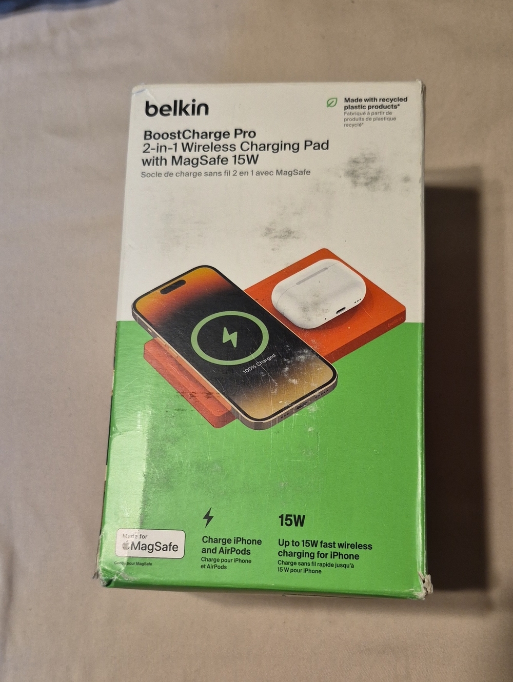 Belkin BoostCharge Pro 2-in-1 Wireless Charging Pad with MagSafe – Green
